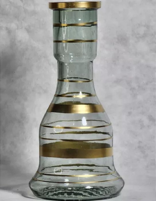 Jarro Egipsio Sino Grande Transparente Filete Dourado 30cm
