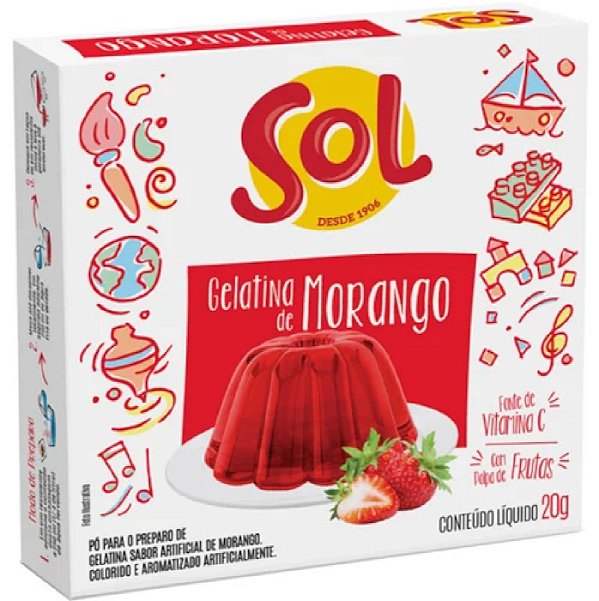 Gelatina Sol Morango 20G