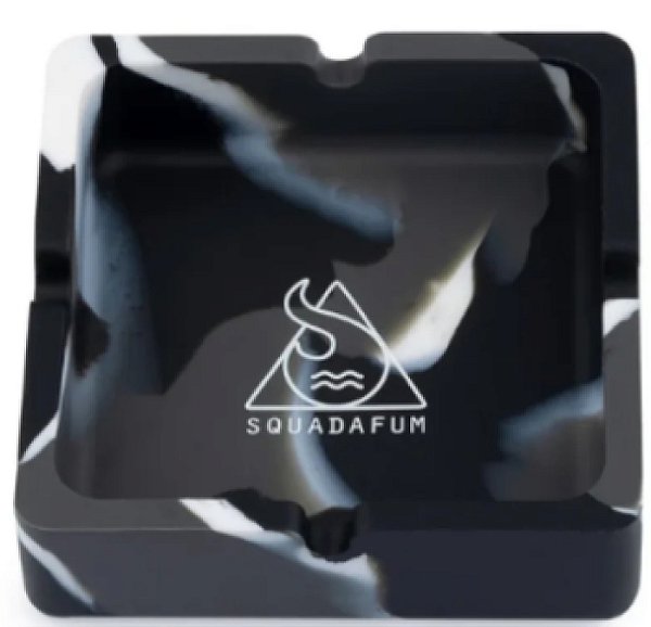Cinzeiro de Silicone Squadafum Quadrado Preto/Cinza