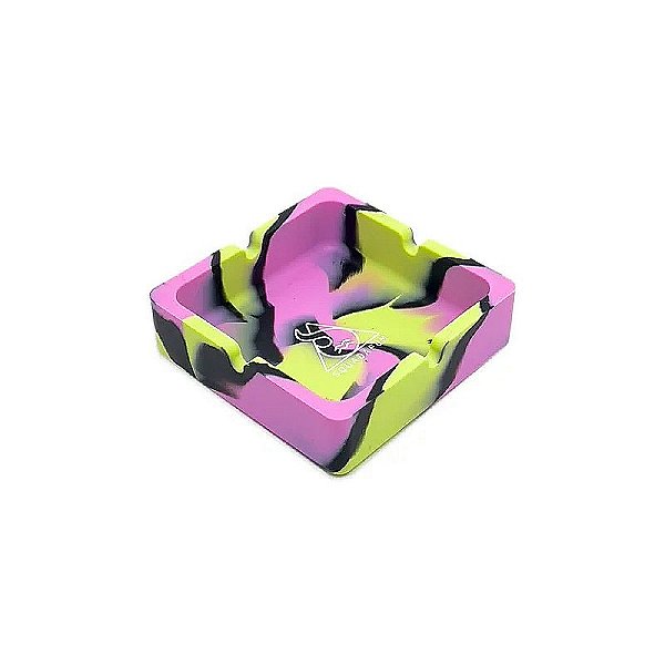 Cinzeiro de Silicone Squadafum Quadrado Rosa/Verde