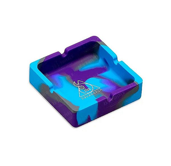 Cinzeiro de Silicone Squadafum Quadrado Roxo/Cinza
