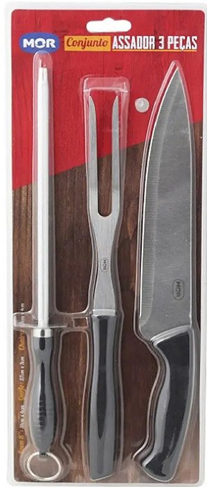 Kit Churrasco Mor Garfo Faca e Chaira