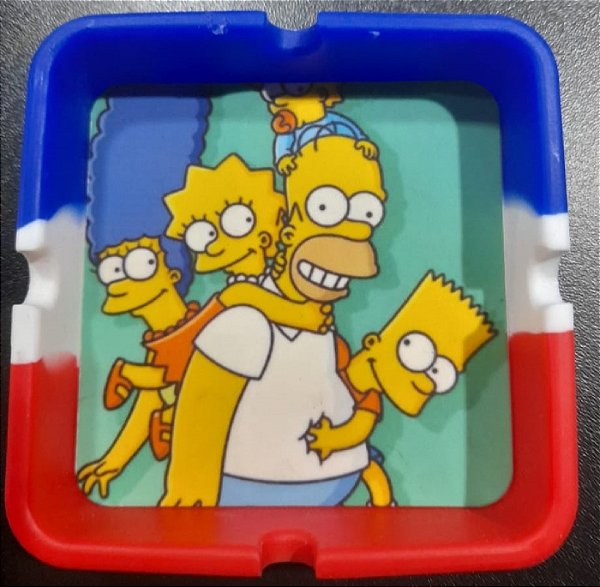 Cinzeiro de Silicone Moon Quadrado Azul/Branco