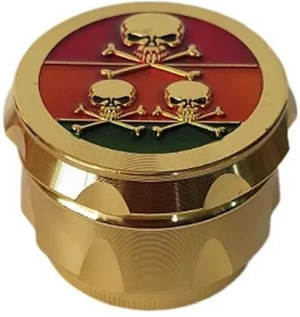 Dichavador de Metal Caveira 4 Partes Dourado Ref. Tx0027