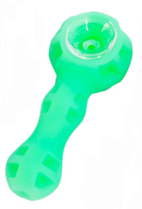 Pipe Silicone e Vidro Slow Burning Verde Fluorescente