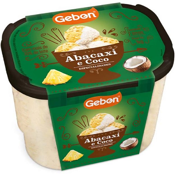 Sorvete Gebon Especial Abacaxi e Coco 2L