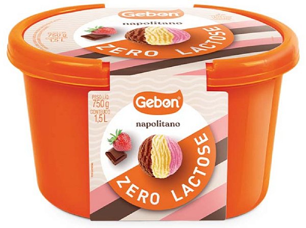 Sorvete Gebon Zero Lactose Napolitano 1l