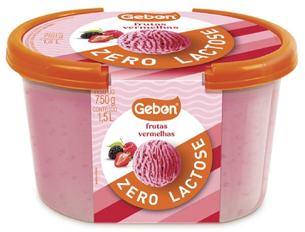 Sorvete Gebon Zero Lactose Frutas Vermelhas 1,5l