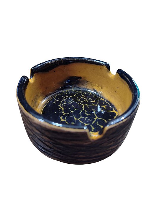 Cinzeiro de Porcelana C1n 3 Cortes Marrom/Ocre Ref.35