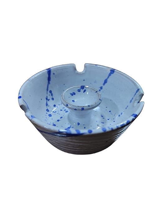 Cinzeiro de Porcelana C1n Bate Cinza Branco/Azul Ref.103