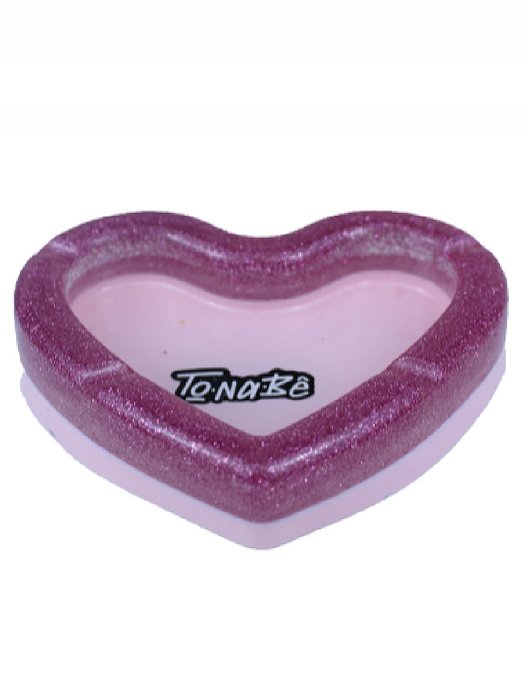 Cinzeiro de Resina Tonabe Coracao Rosa