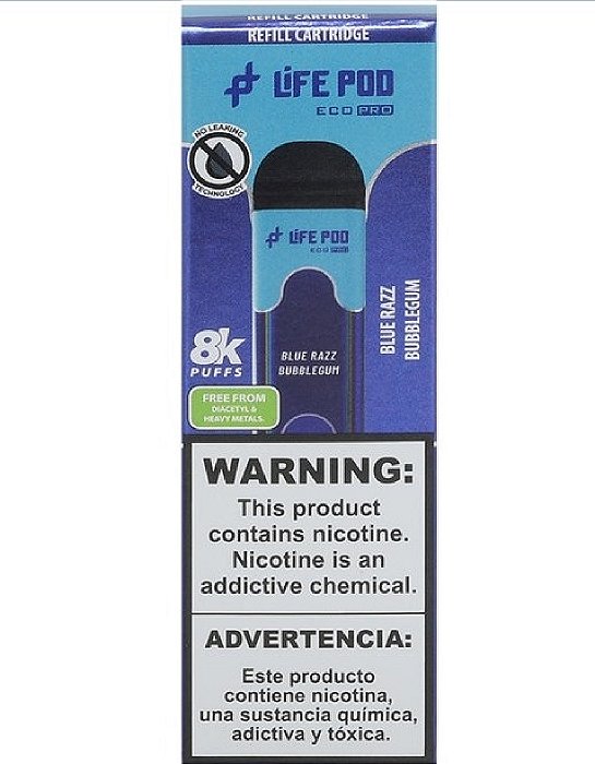 Refil Life Pod 8000 Puffs Blue Razz Bubblegum