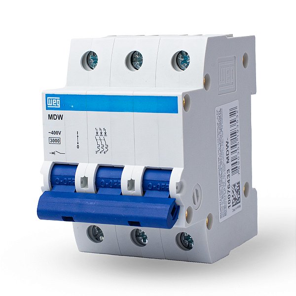 Mini Disjuntor Tripolar MDW Curva C 3ka 230/440v