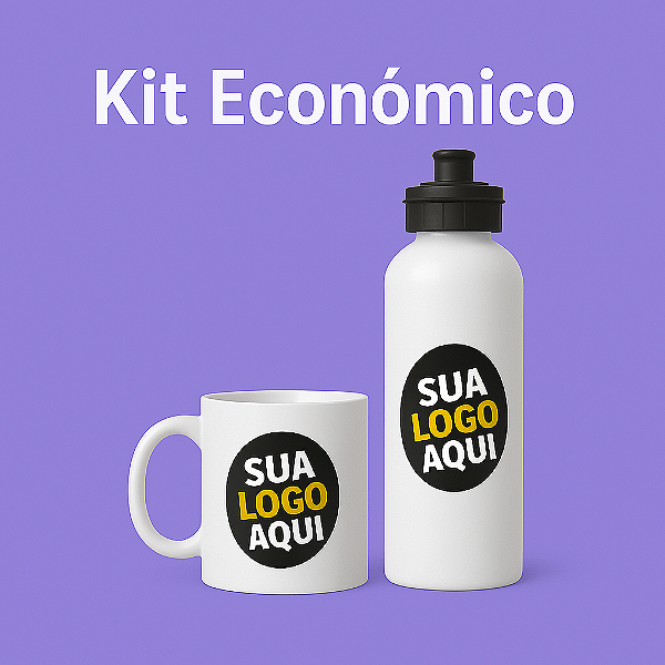Kit Econômico Personalizado | Brinde Corporativo Inteligente | Caneca + Squeeze com Sua Logo