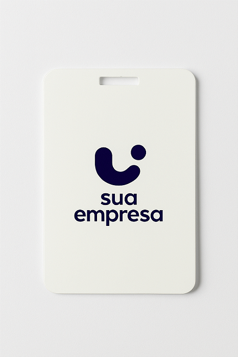 Crachá Personalizado em Acrílico Branco | 5x8,5cm | Formato Vertical | Sua Logo Aqui!