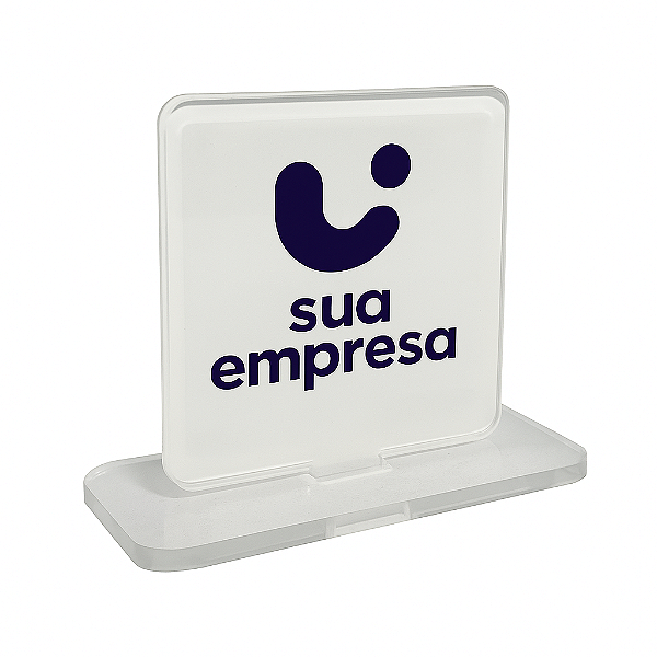 Troféu Quadrado Personalizado | 10x10cm | Acrílico Cristal com Base | Reconhecimento com Sua Logo