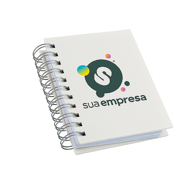 Agenda Compacta Personalizada | Capa PET Branca + Espiral | 11,3x15,6cm | Permanente