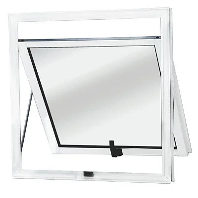 Vitrô Maxim-Ar de Alumínio Branco – Seção Única com Vidro Jateado | Linha 25