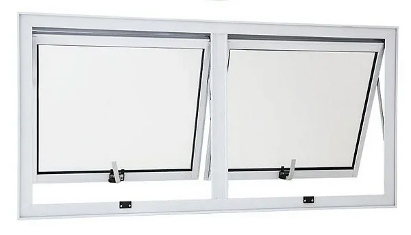 VITRO MAXIM-AR EM ALUMÍNIO BRANCO DUAS SEÇÕES HORIZONTAL VIDRO JATEADO LINHA 25