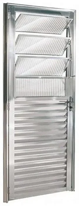 Porta Basculante em Alumínio Brilhante e Vidro Jateado – Linha 25