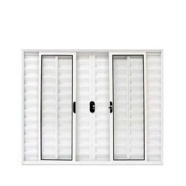Janela Veneziana 6 Folhas Alumínio Branco – Linha Modular com Vidro Liso