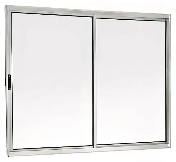 Janela Vitro 2 Folhas de Correr Alumínio Brilhante Linha Modular | Uma Fixa e Vidro Liso
