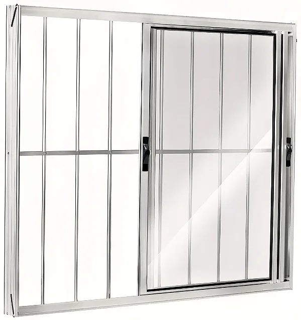 Janela Vitro de Correr 2 Folhas com Grade | Alumínio Brilhante, Linha Modular
