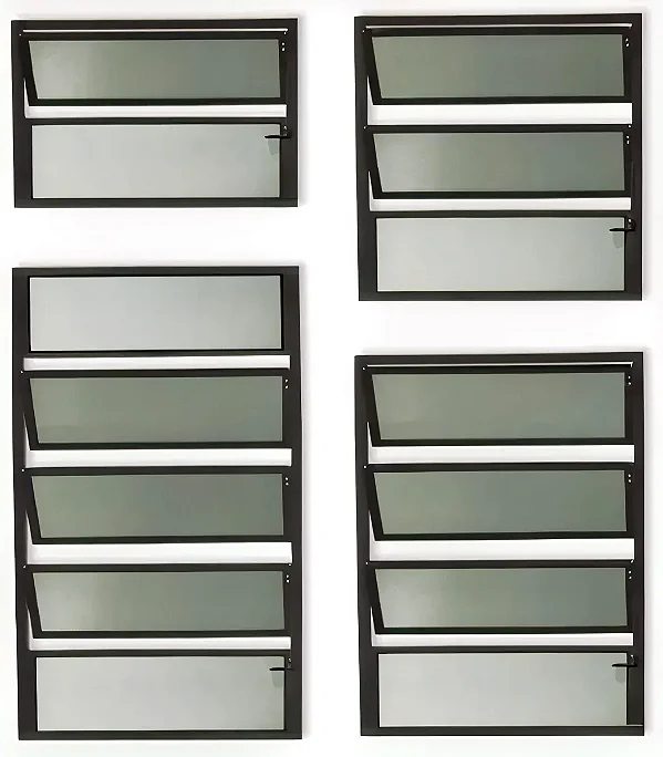 Vitro Basculante em Alumínio Preto | 1 Seção com Vidro Jateado