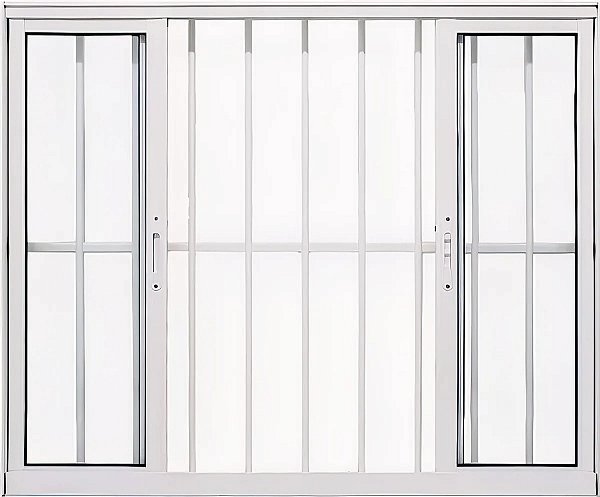 Janela Vitro 4 Folhas com Grade Total em Alumínio Branco | Linha 25 Premium