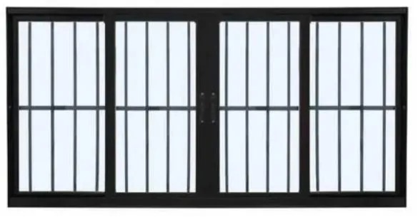 Janela Vitro de Correr 4 Folhas com Grade Total | Alumínio Preto Linha 25 Premium