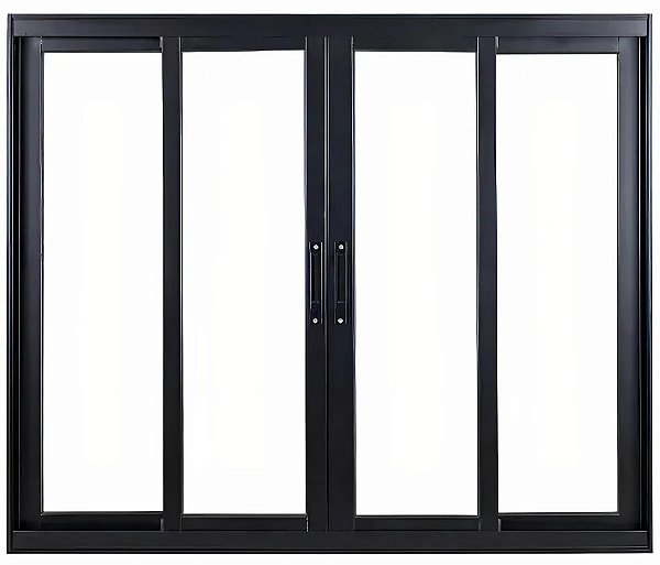 Janela Vitro de Correr 4 Folhas em Alumínio Preto | Linha Premium