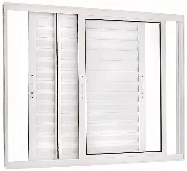 Janela Veneziana de Alumínio Branco 3 Folhas Móveis | Linha Premium