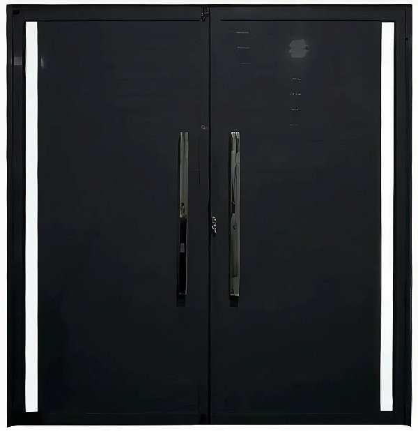 Porta Lambril 2 Folhas de Abrir com Visor e Puxador 80cm | Alumínio Preto Linha 25 Premium