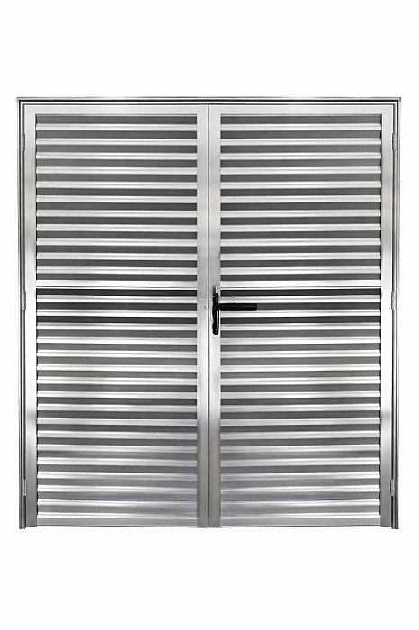 Porta Central 2 Folhas com Palheta | Alumínio Brilhante Linha 25 Premium