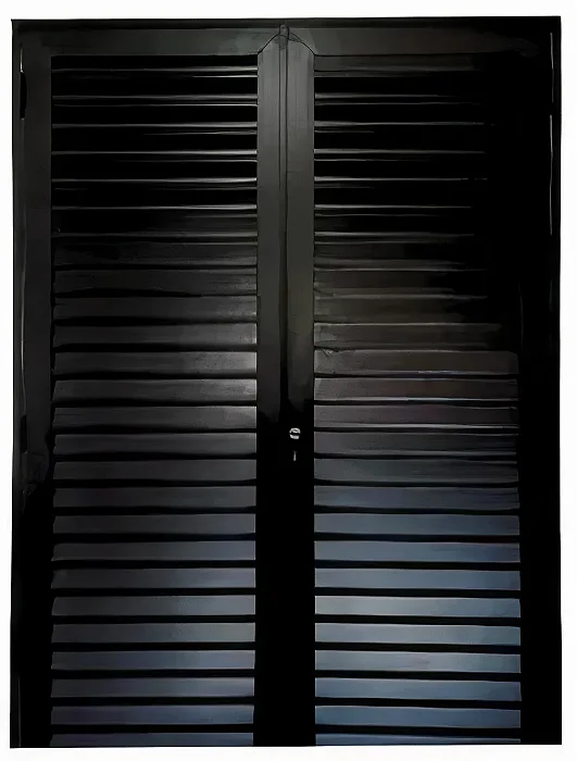 Porta de Abrir 2 Folhas com Palheta em Alumínio Preto | Linha 25 Premium – Design Moderno e Ventilação Integrada