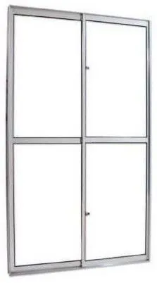 Porta de Correr para Sacada 2 Folhas (1 Fixa) em Alumínio Brilhante | Linha 25 – Com Fechadura e Design Moderno