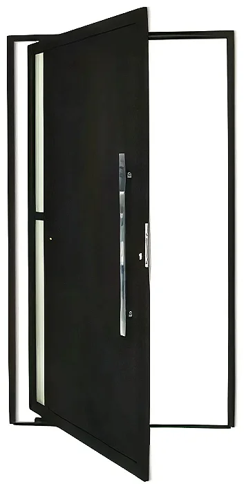 Porta Pivotante Visione com 2 Vidros em Alumínio Preto | Puxador 80cm + Fechadura Rolete | Linha Super 25 Premium