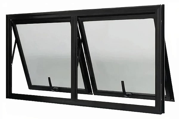 Vitro Maxim-Ar 2 Seções em Alumínio Preto | Linha 25 com Vidro Jateado