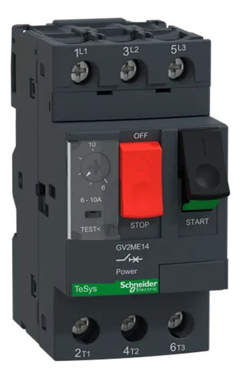 Disjuntor Motor Tripolar 6-10a 100ka Gv2me14 Schneider