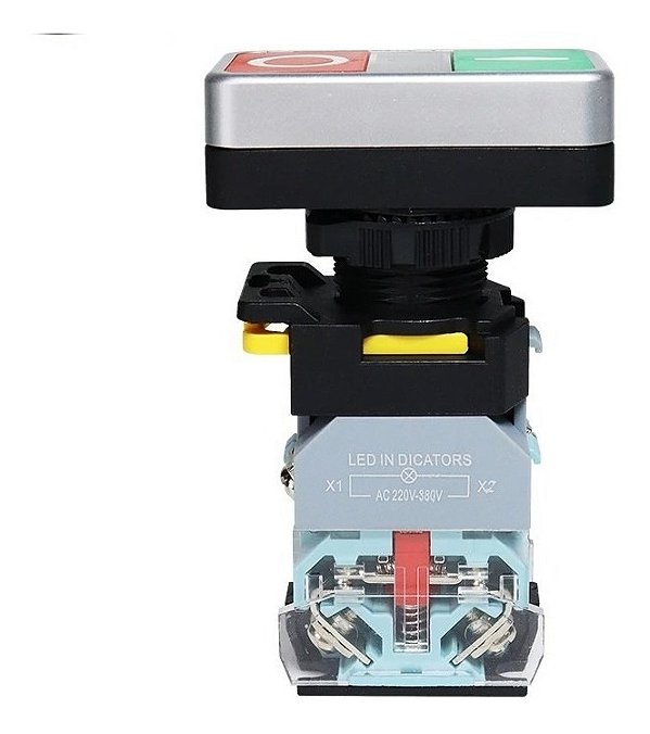 Botão Comando Duplo 1na+1nf Com Iluminação Led Ac Dc 12v-24v