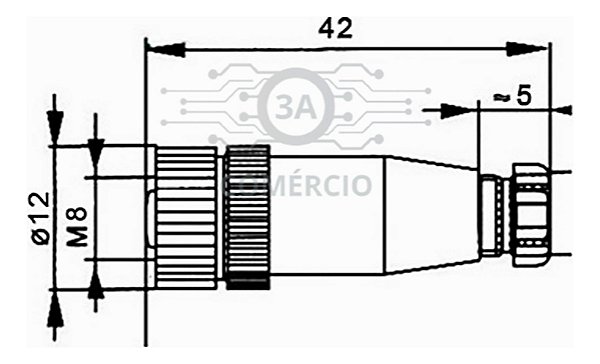 Conector Para Sensor M8 4 Pinos Fêmea Reto Com Nota