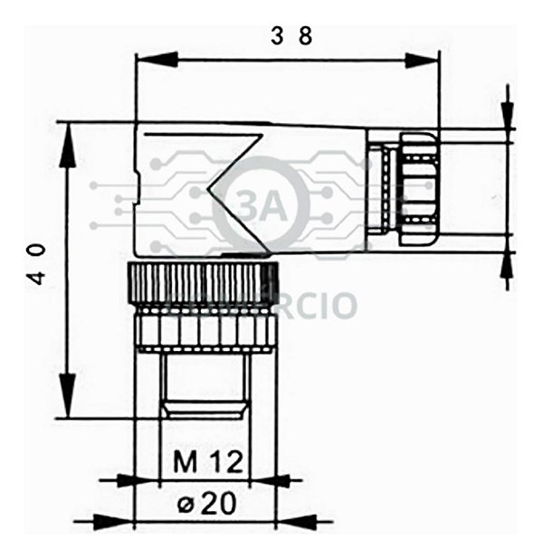 Conector Para Sensor M12 5 Pinos Macho 90° Pg7 Com