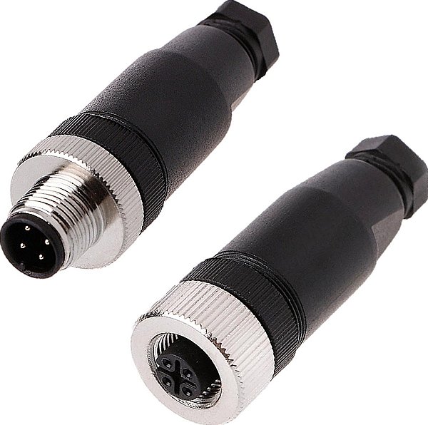Kit Conector Para Sensor M12 4 Pinos Macho E Fêmea Reto Pg7