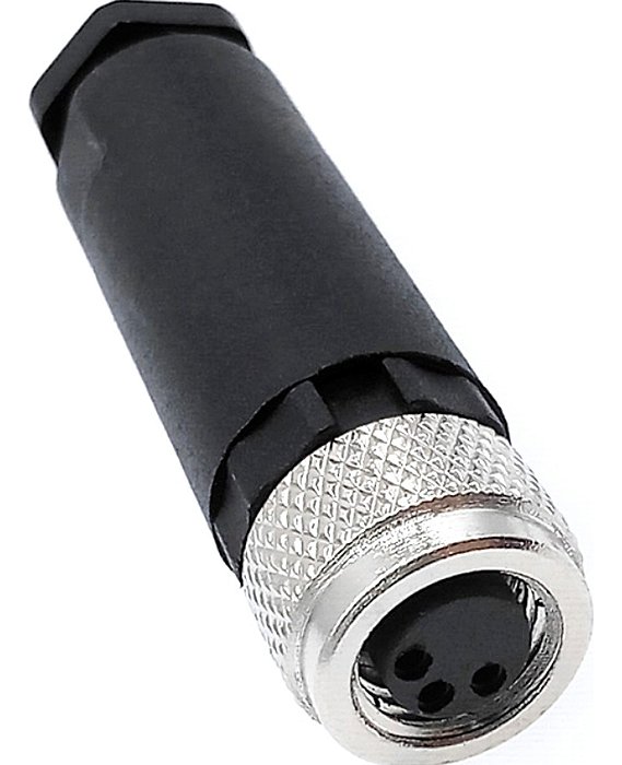 Conector Para Sensor M8 3 Pinos Fêmea Reto Novo Com Nota