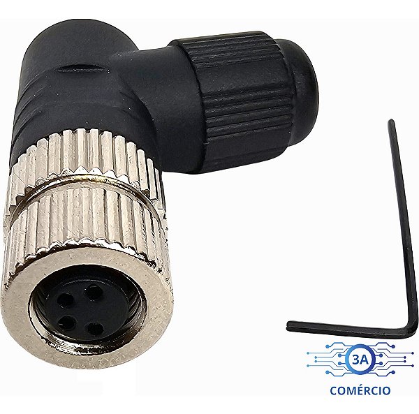 Conector Para Sensor M8 4 Pinos Fêmea 90° Novo Com Nota