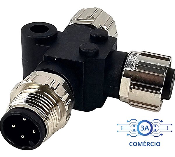 Conector Para Sensor M12 T 4 Pinos 2 Fêmea / 1 Macho