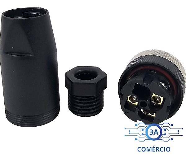 Conector Para Sensor M12 3 Pinos Macho Reto Pg7 Novo Com Nf