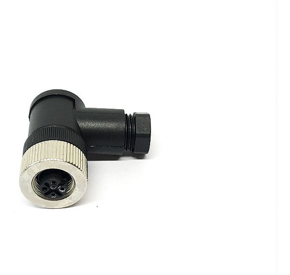 Conector M12 4 Pinos Femea Curvo 90º Para Montar Sensor