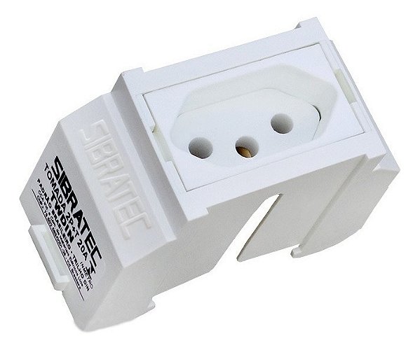 Tomada 2p+t 20a Branca Padrão Brasileiro Trilho Din Cor Branco