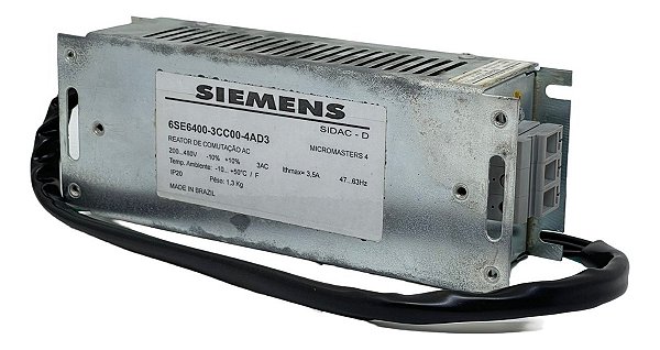 Siemens 6se6400-3cc00-4ad3 Reator Micromaster4 200-480v 3,5a